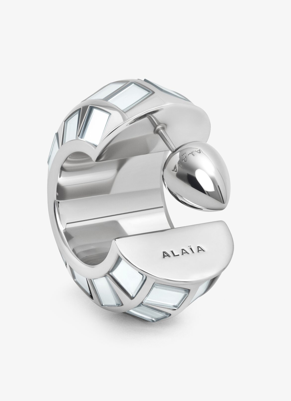 ART DECO HOOP EARRINGS ALAÏA SILVER ART DECO HOOP EARRINGS